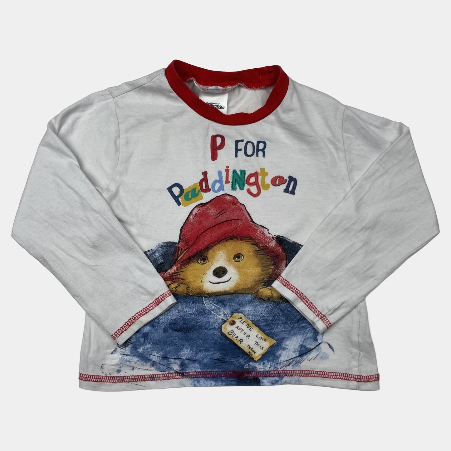 Weißes Langarmshirt mit Paddington-Motiv, Größe 18–24 Monate – front