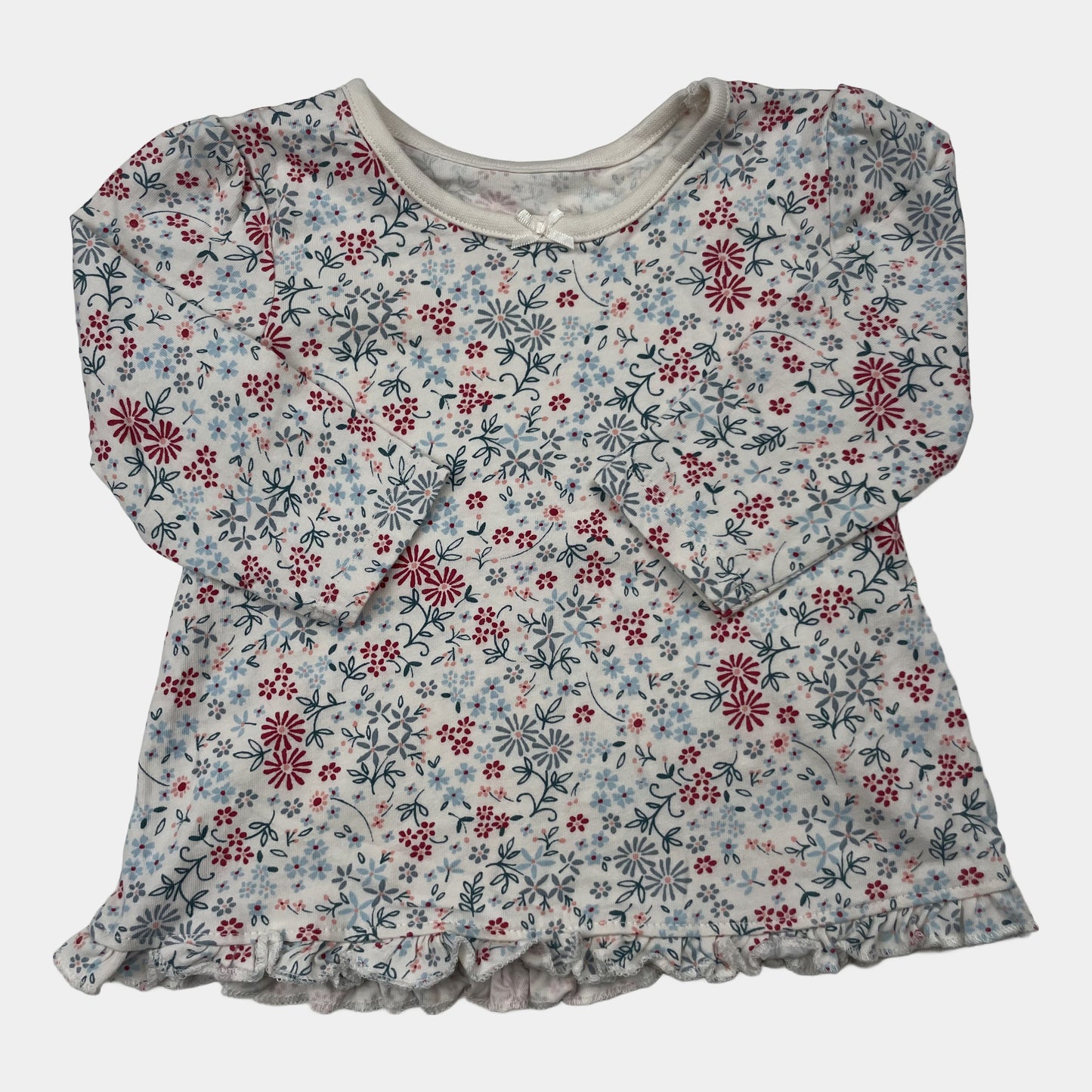 Langarmshirt mit Blumenmuster, Größe 3–6 Monate – front