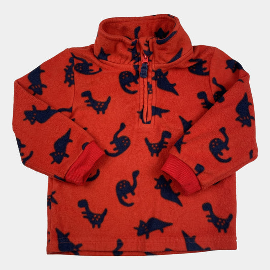 Roter Fleece-Pullover mit Dinosaurier-Muster für Jungen, Größe 1½-2 Jahre (86-92 cm) – front