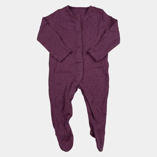 Lila Baumwoll-Overall mit kleinem Blumenmuster