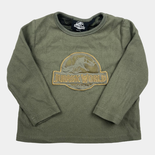 Grüner Fleece-Pullover mit Jurassic World Logo auf der Vorderseite