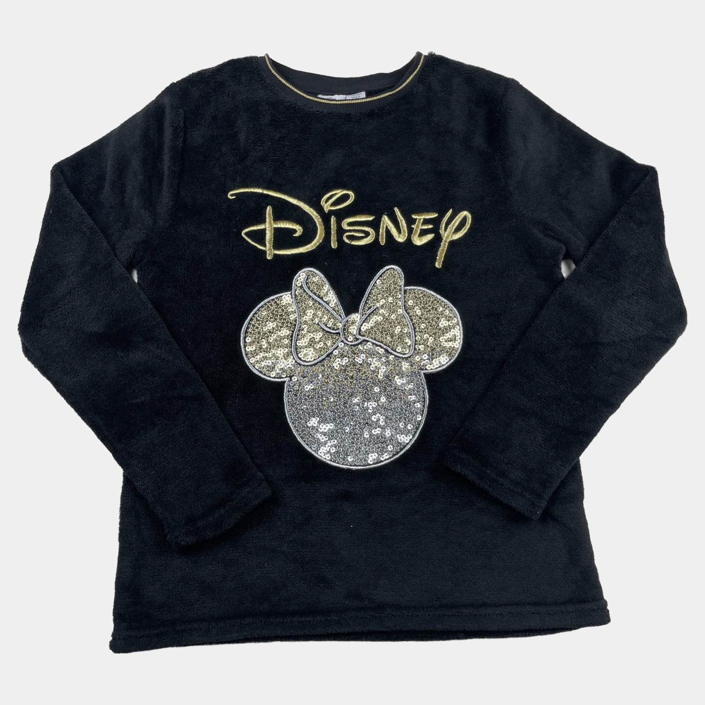 Schwarzer Pullover aus Fleece mit Pailletten und Disney-Motiv