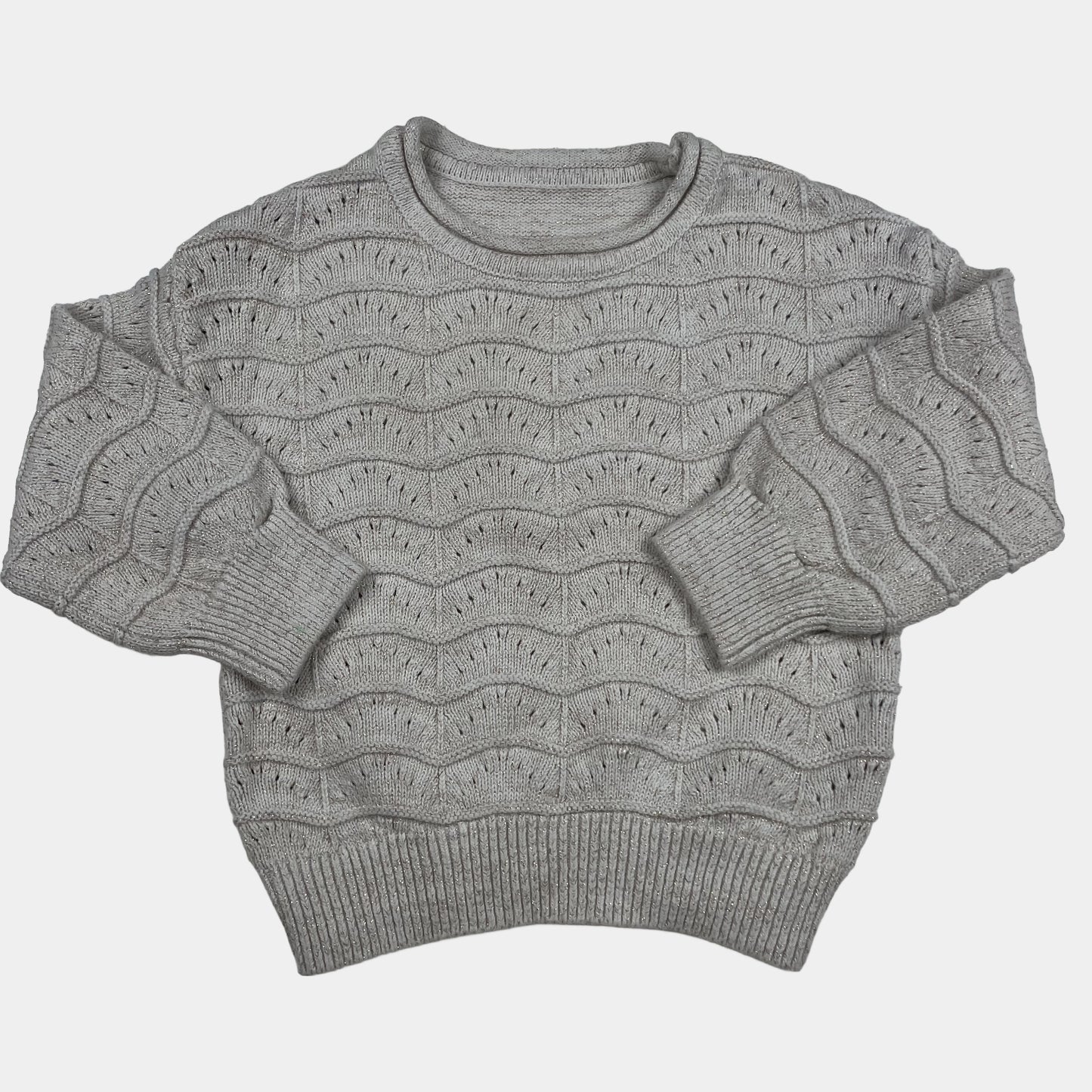 Grauer Strickpullover mit gewelltem Muster für Kinder