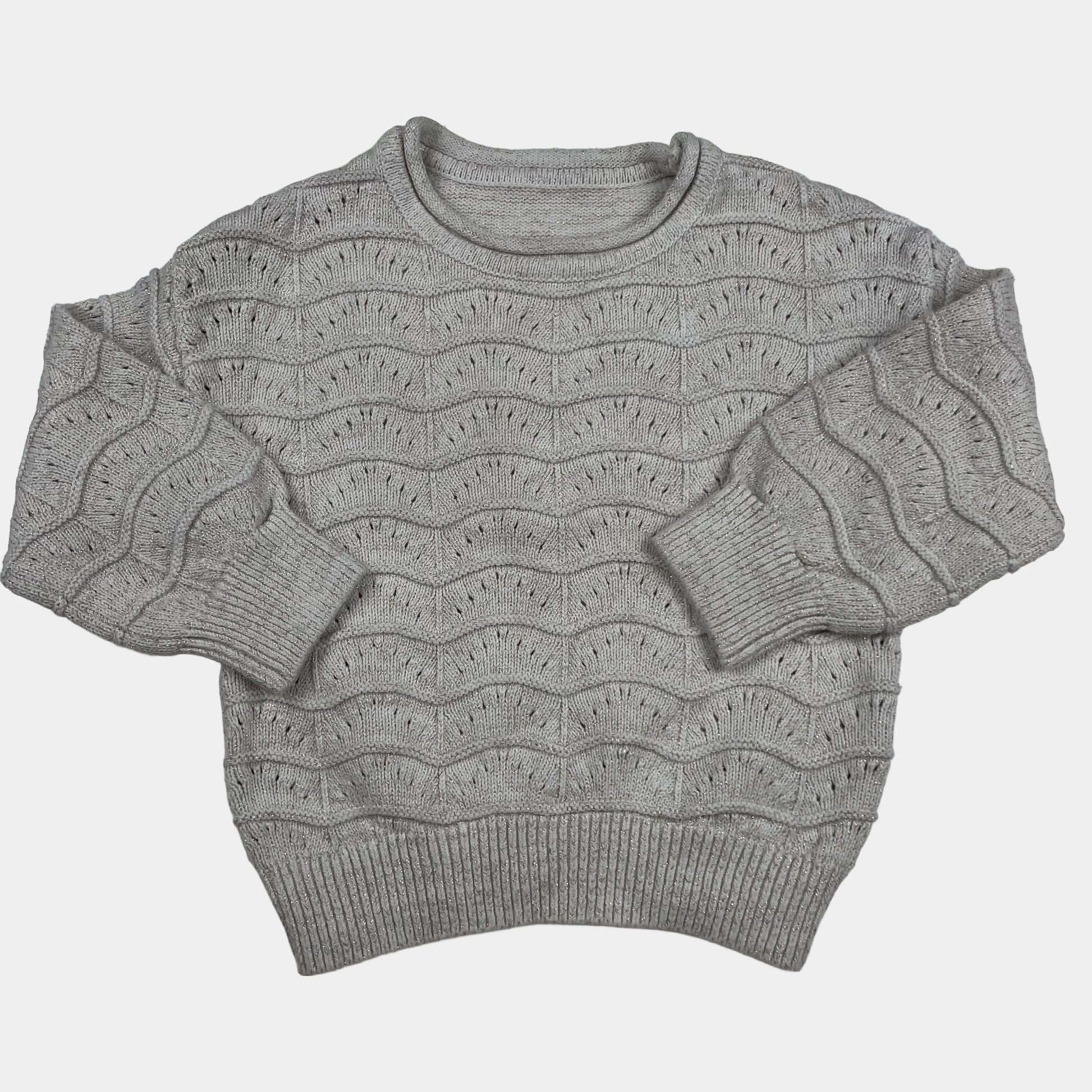 Grauer Strickpullover mit gewelltem Muster für Kinder