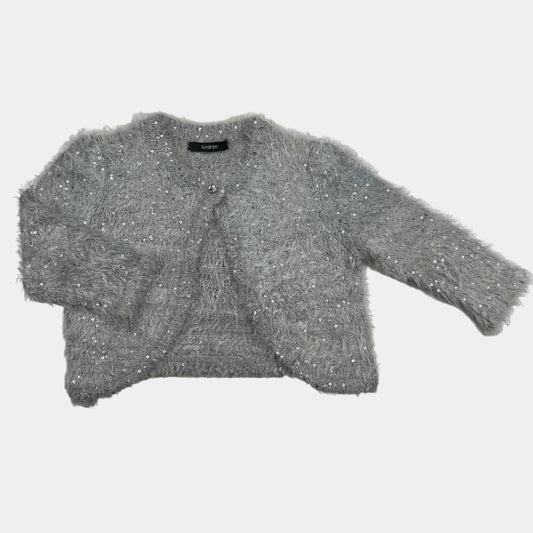 Silberne Strickjacke mit Pailletten für Kinder – front