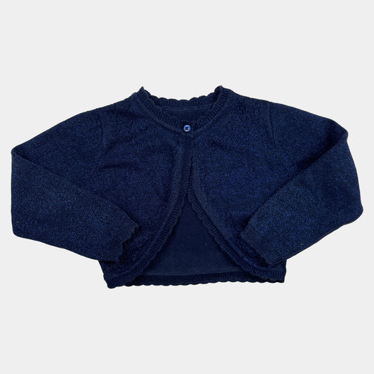 Marinefarbene Strickjacke mit einfacher Knopfleiste – front