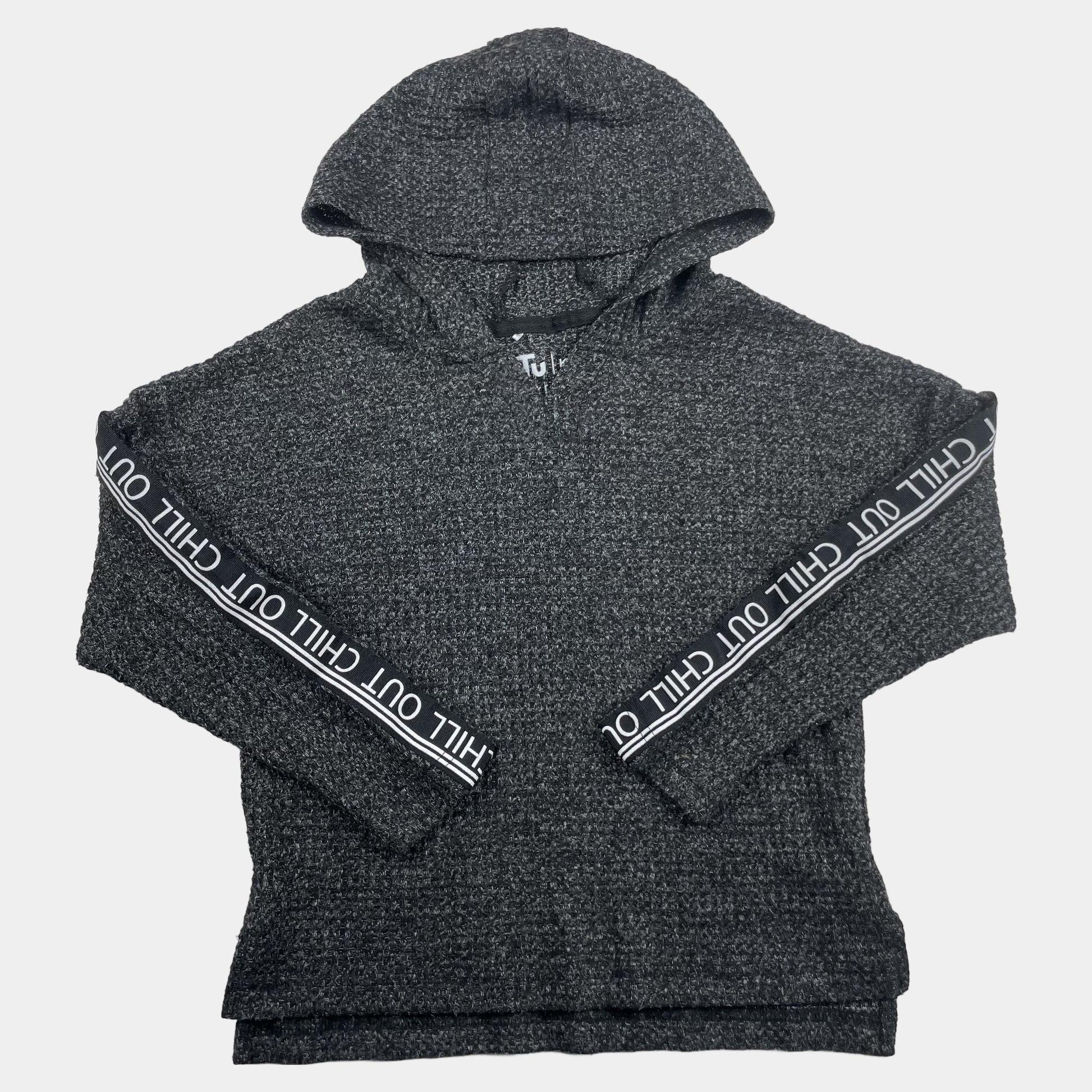 Grau melierter Kapuzenpullover mit 'Chill Out' Schriftzug