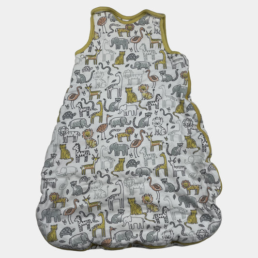 Babyschlafsack mit Tiermuster, weiß, verschiedene Tiere – front