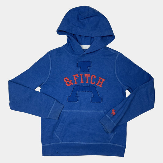 Blauer Kapuzenpullover mit Logo-Aufdruck von Abercrombie Kids, Größe 11/12 – front