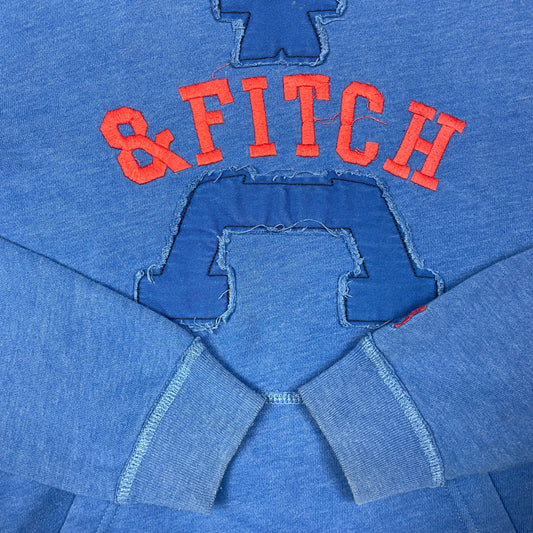 Blauer Kapuzenpullover mit Logo-Aufdruck von Abercrombie Kids, Größe 11/12 – detail