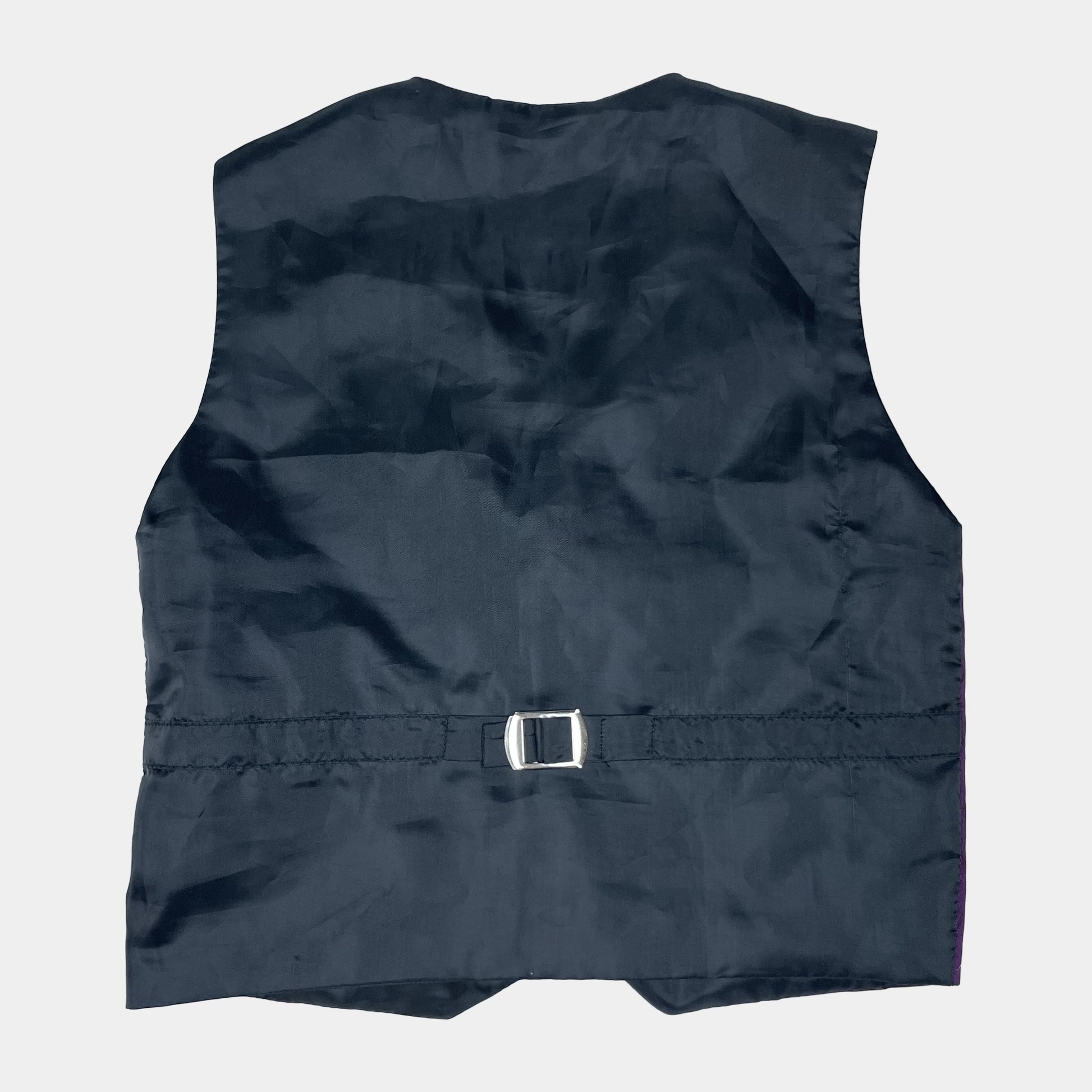 Lila Weste aus Polyester mit rhomboidem Muster und dekorativen Knöpfen – back