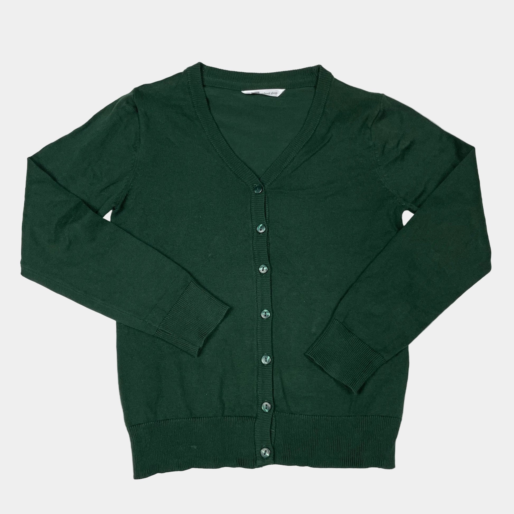 Grüne Strickjacke mit Knopfleiste und V-Ausschnitt – front