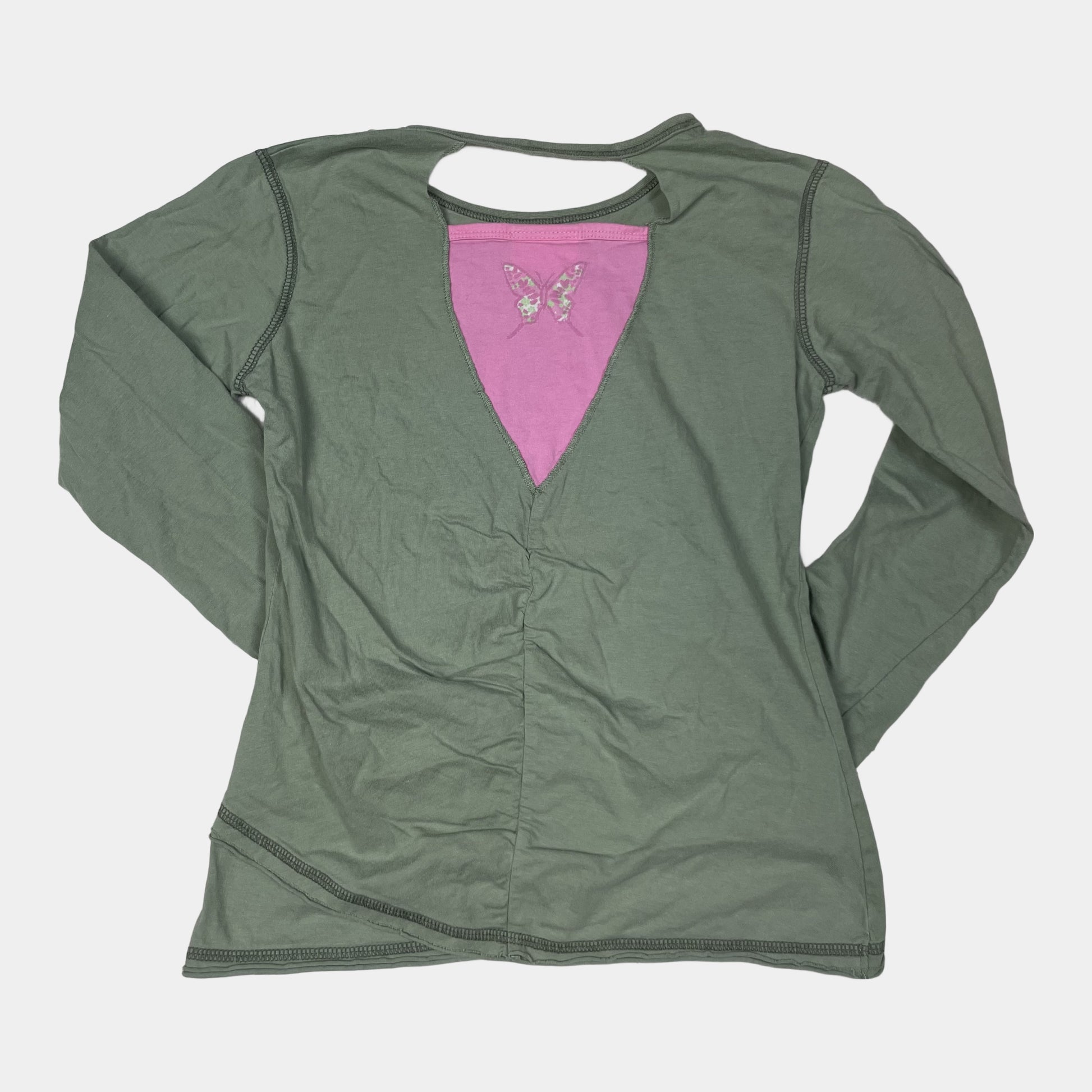 Grünes Langarmshirt mit Schmetterlingsprint von Next in 100% Baumwolle, Größe 10 Jahre (140 cm) – back