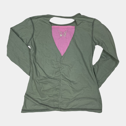 Grünes Langarmshirt mit Schmetterlingsprint von Next in 100% Baumwolle, Größe 10 Jahre (140 cm) – back