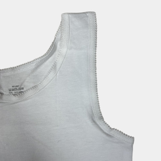 Weißes Baumwollunterhemd für Kinder, Größe 4-5 Jahre – detail