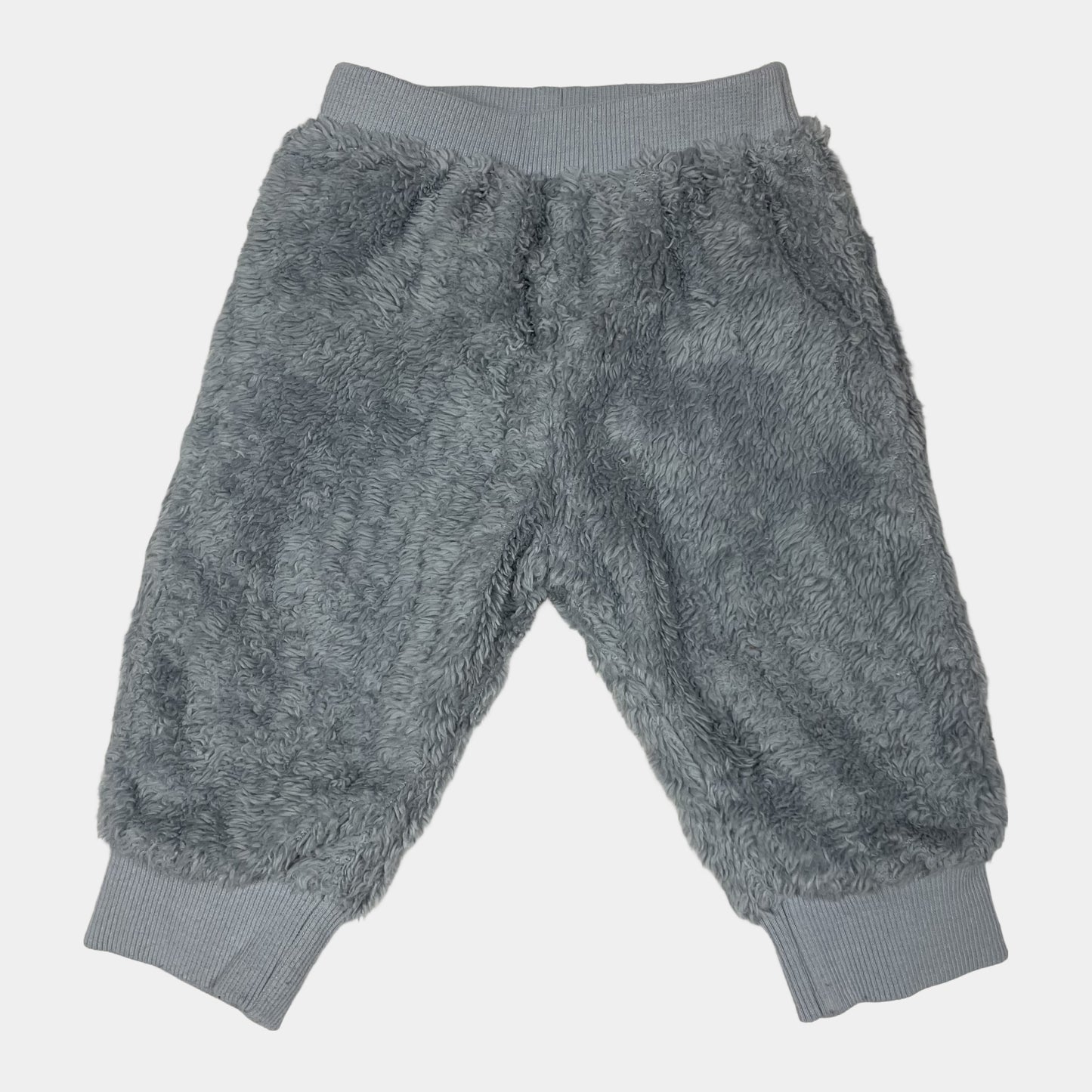 Graue Plüschhose mit elastischen Bündchen – front