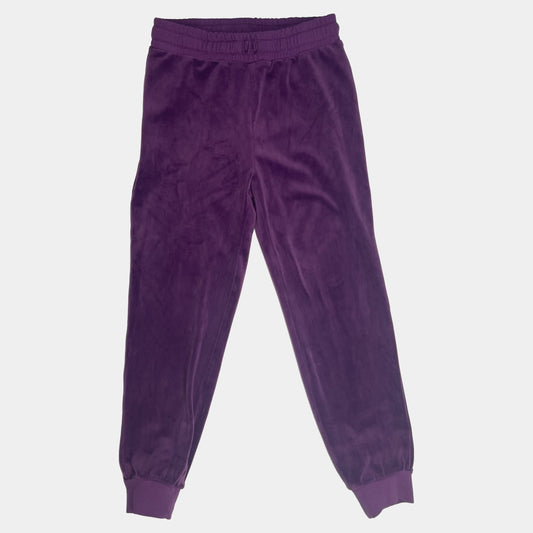 Lila Hose aus Samt mit elastischem Bund und Bündchen an den Knöcheln – front