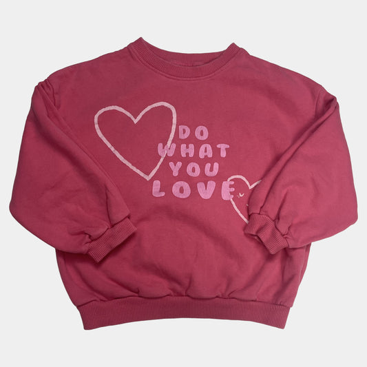 Rosa Sweatshirt mit Herz- und Schriftaufdruck für Kinder – front