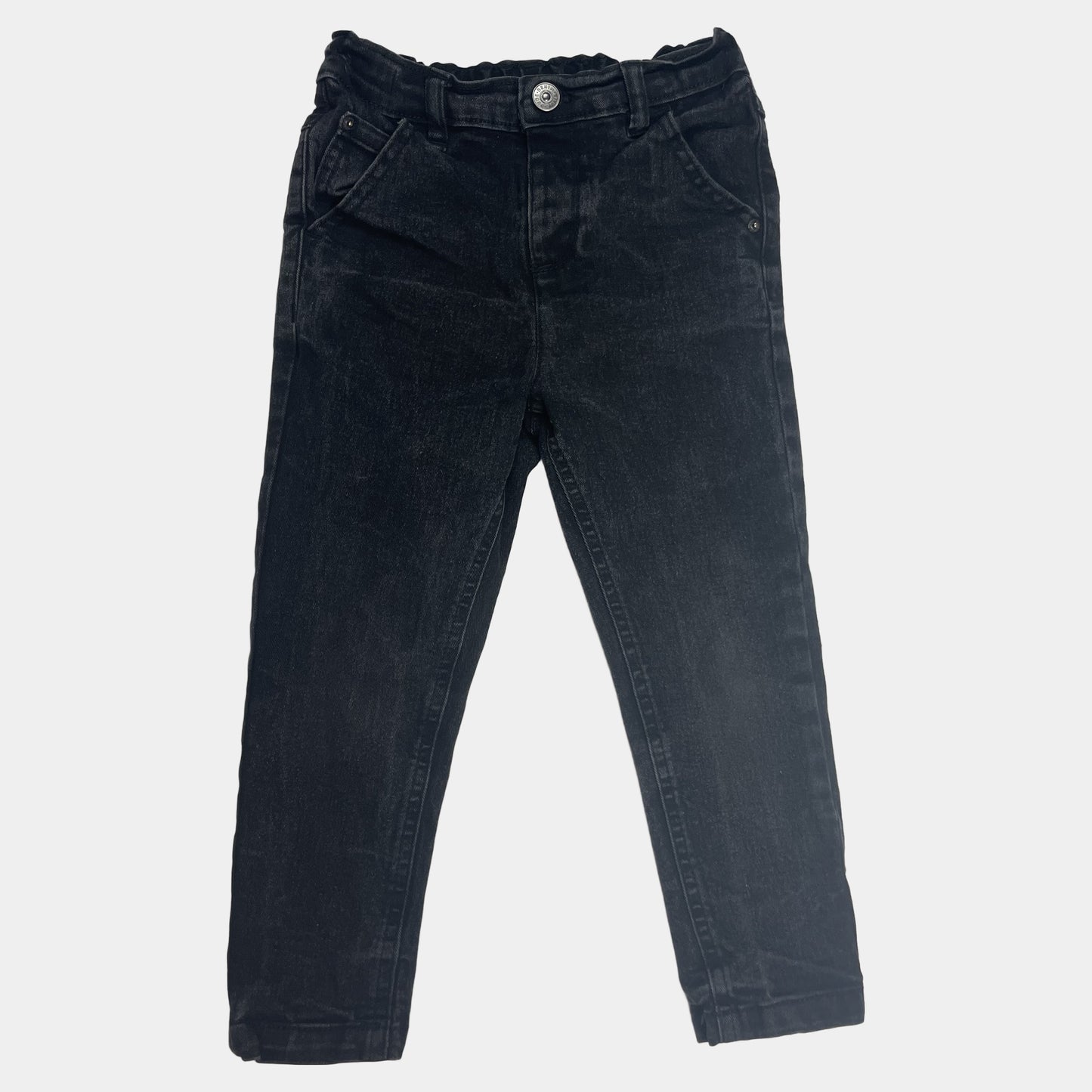 Graue Denim-Hose mit elastischem Bund für Kinder – front