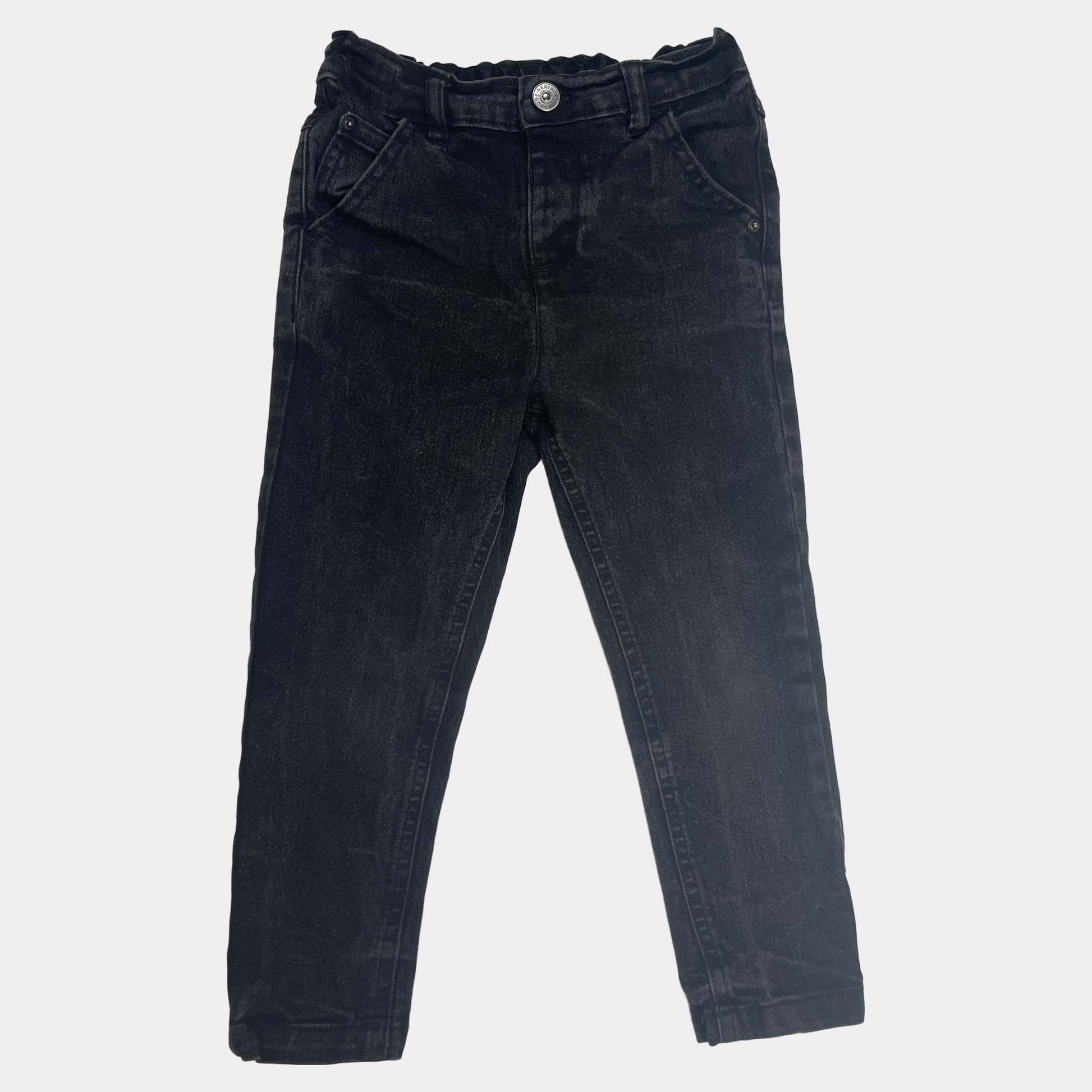 Graue Denim-Hose mit elastischem Bund für Kinder – front