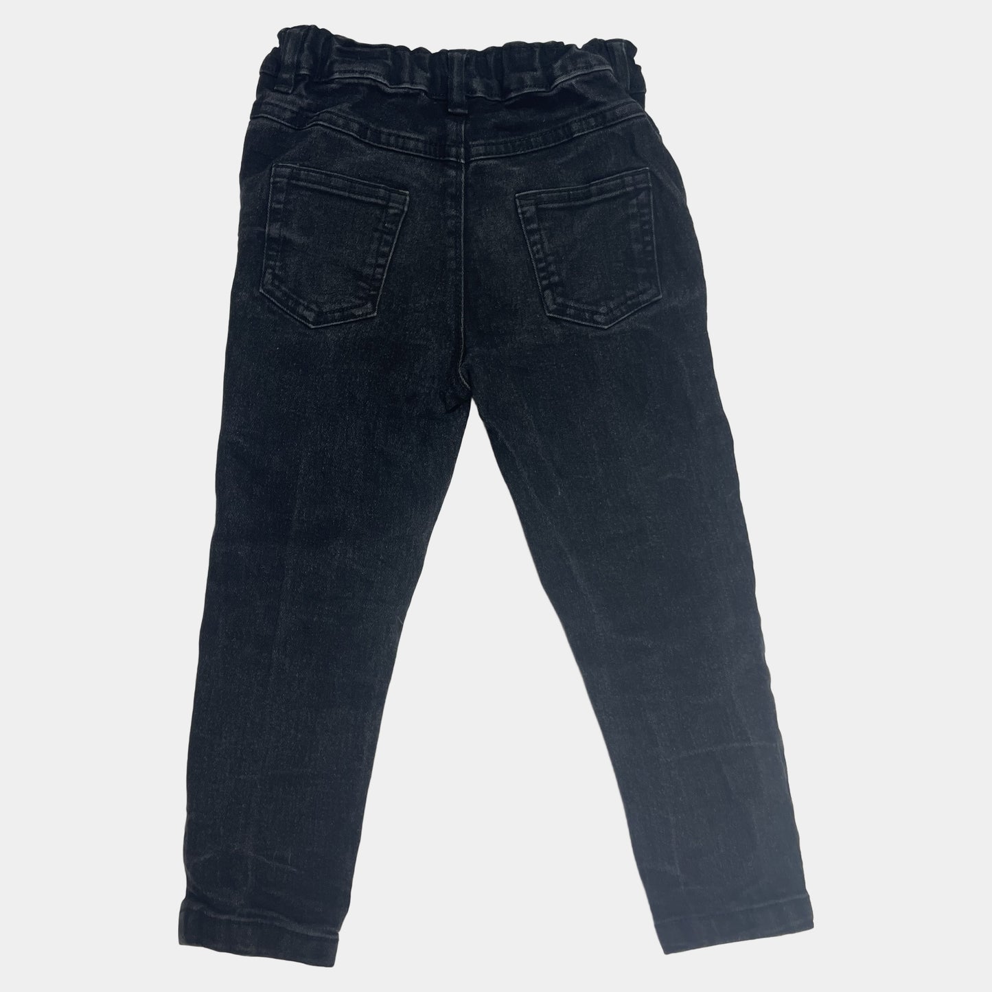 Graue Denim-Hose mit elastischem Bund für Kinder – back