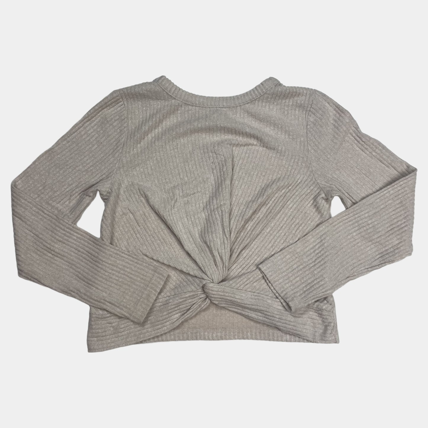 Beiger Viskose-Polyester Pullover in Größe 8-9 Jahre mit Knoten-Detail – front