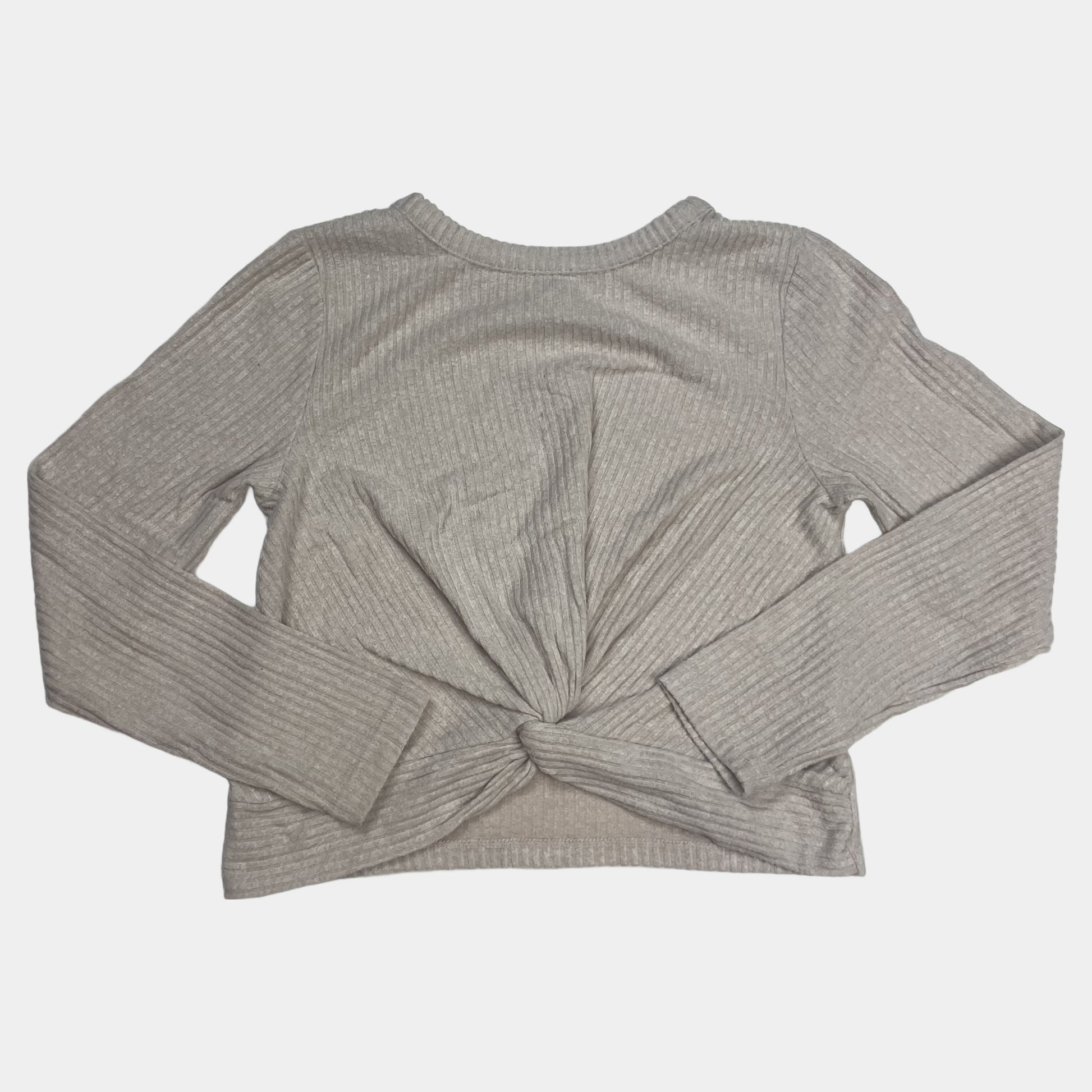 Beiger Viskose-Polyester Pullover in Größe 8-9 Jahre mit Knoten-Detail – front
