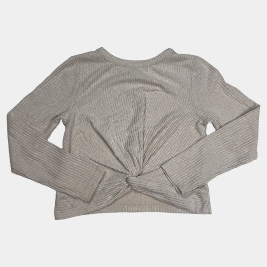 Beiger Viskose-Polyester Pullover in Größe 8-9 Jahre mit Knoten-Detail – front