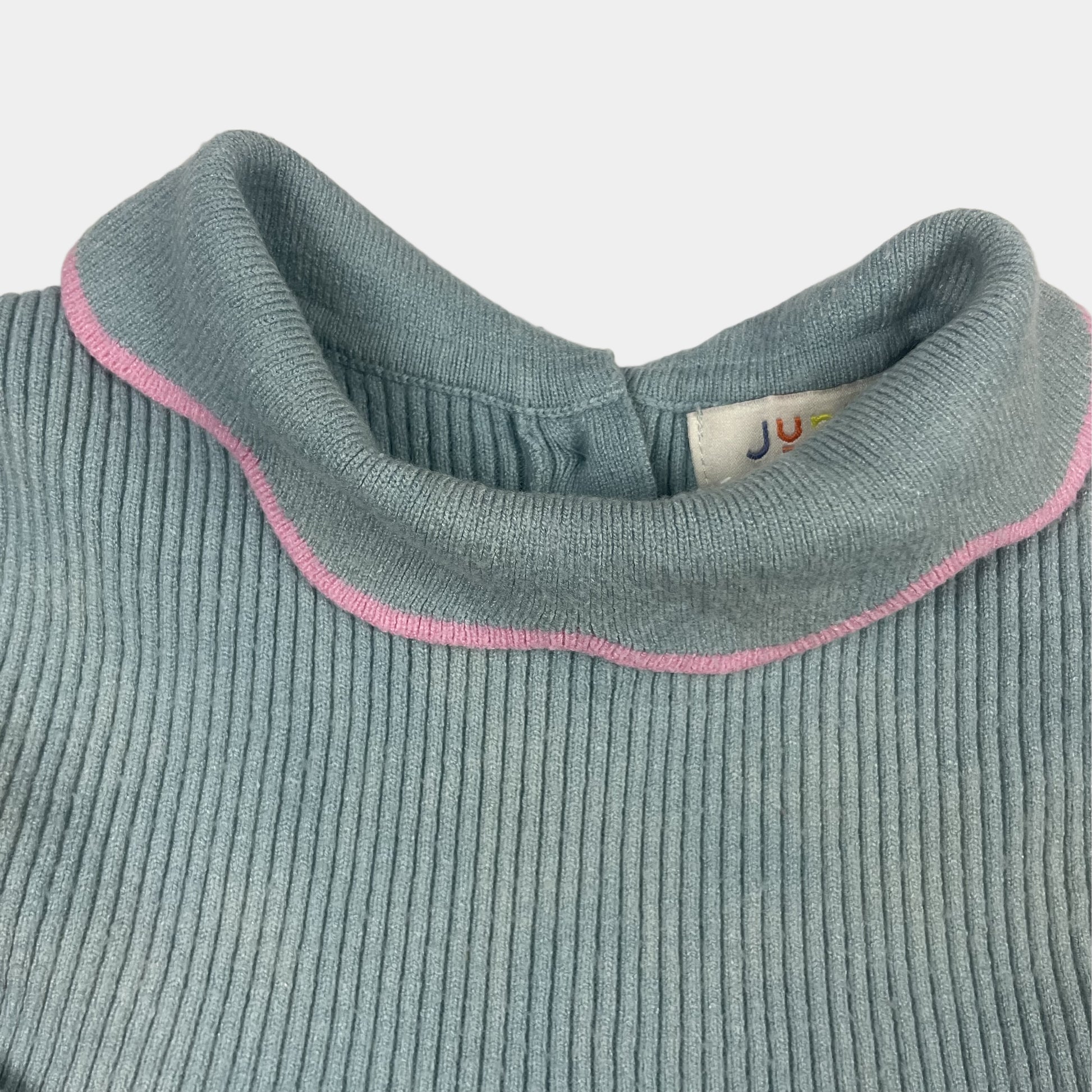 Türkises Kleid mit Katzen-Applikationen und rosa Details – label