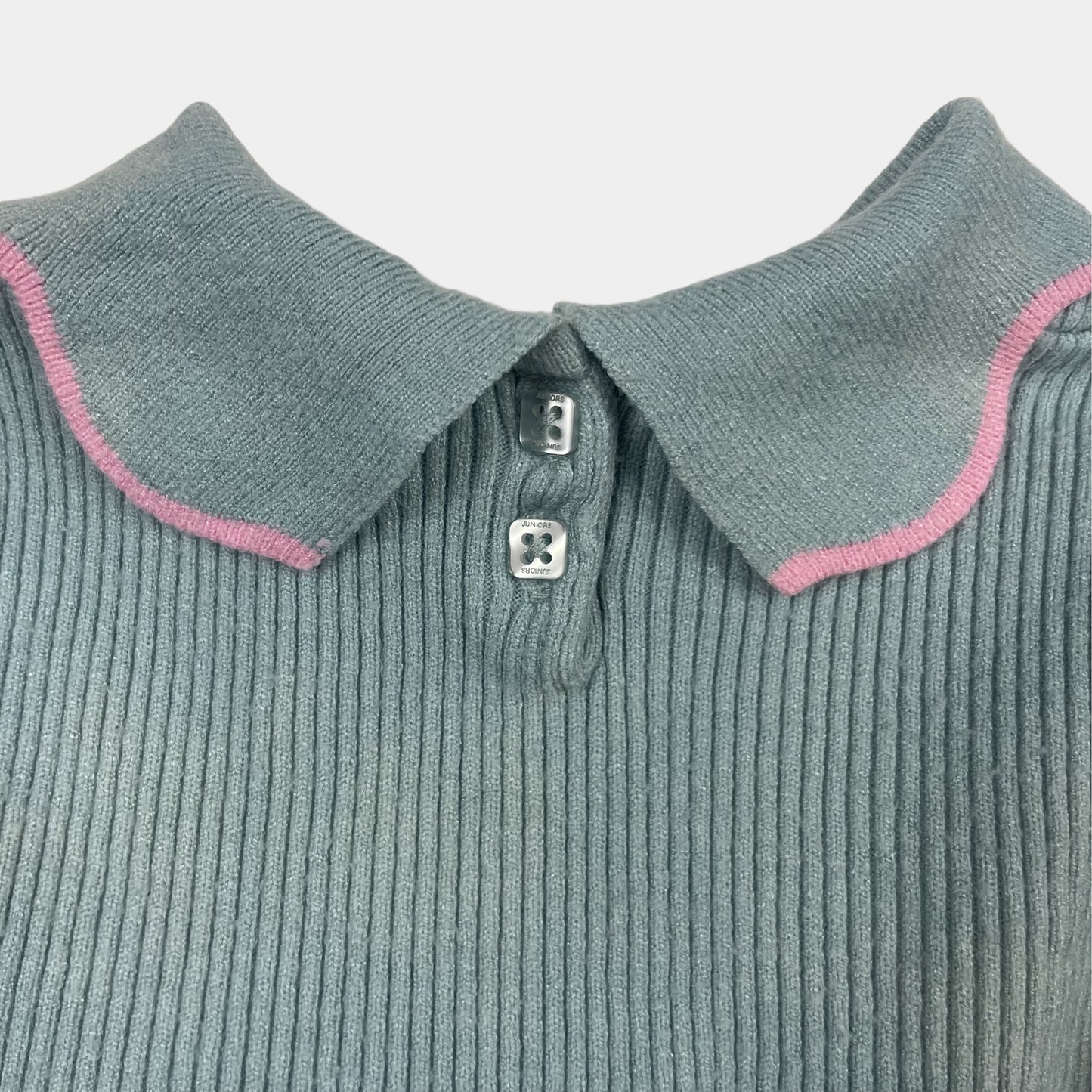 Türkises Kleid mit Katzen-Applikationen und rosa Details – back