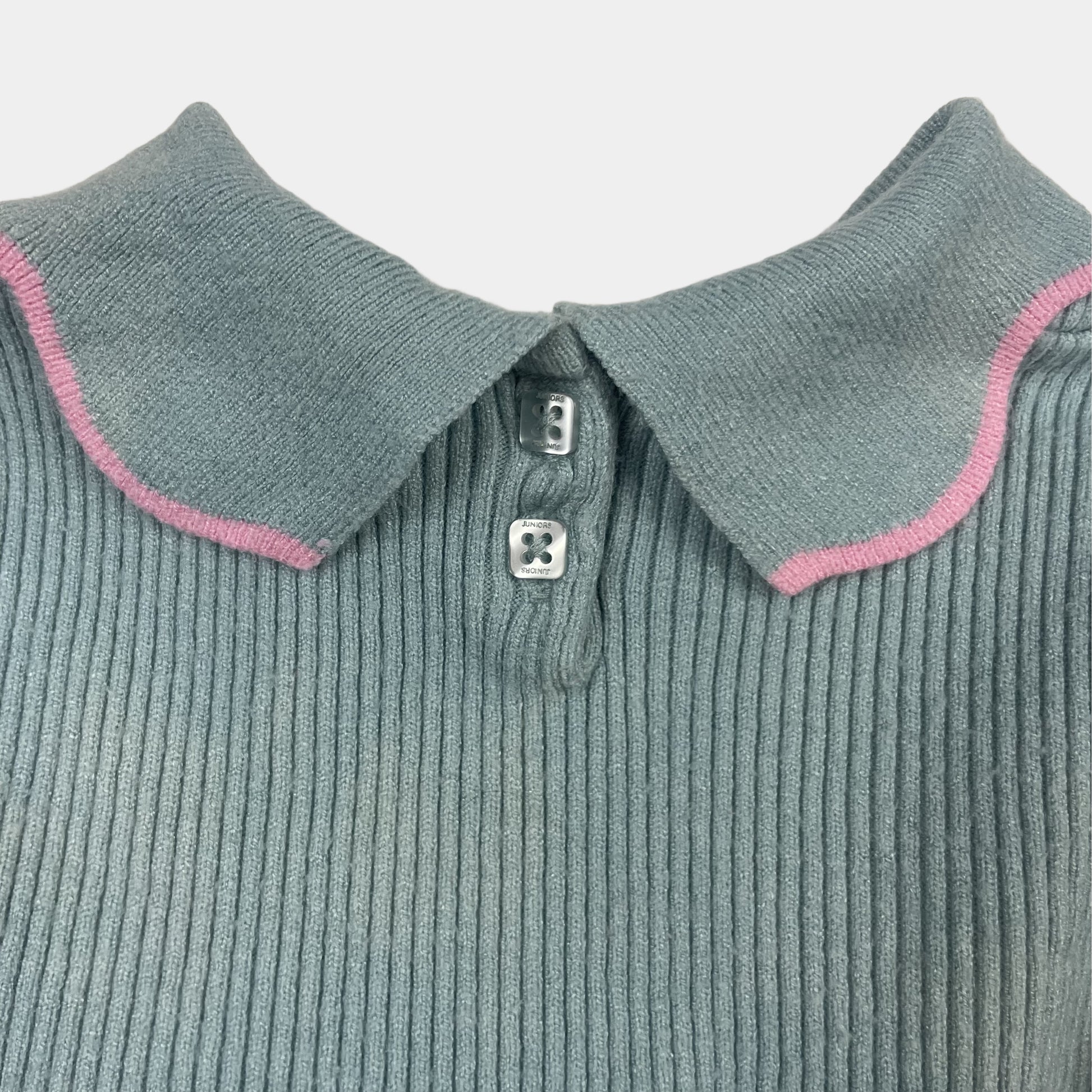 Türkises Kleid mit Katzen-Applikationen und rosa Details – back