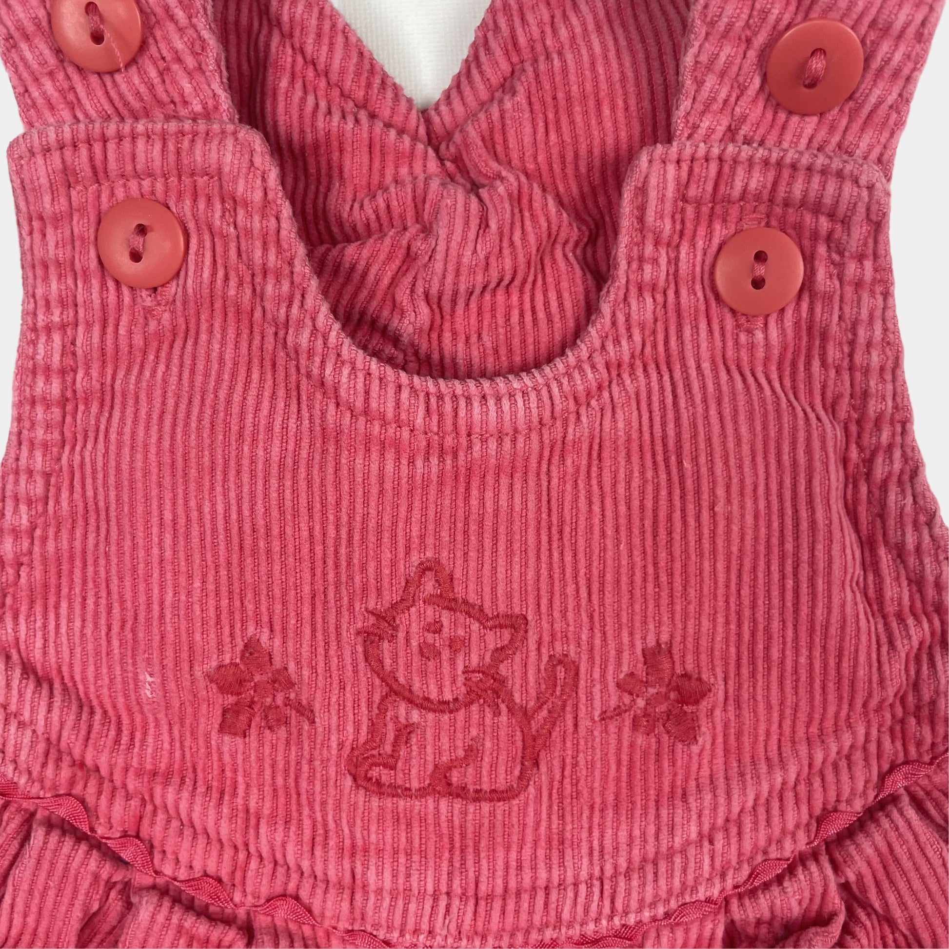 Rosa Cord-Latzhose mit Stickerei, Größe 6-9 Monate (74 cm) – detail