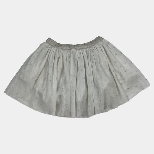 Weißer Tüllrock mit glitzerndem Bund und Sternenmuster – front