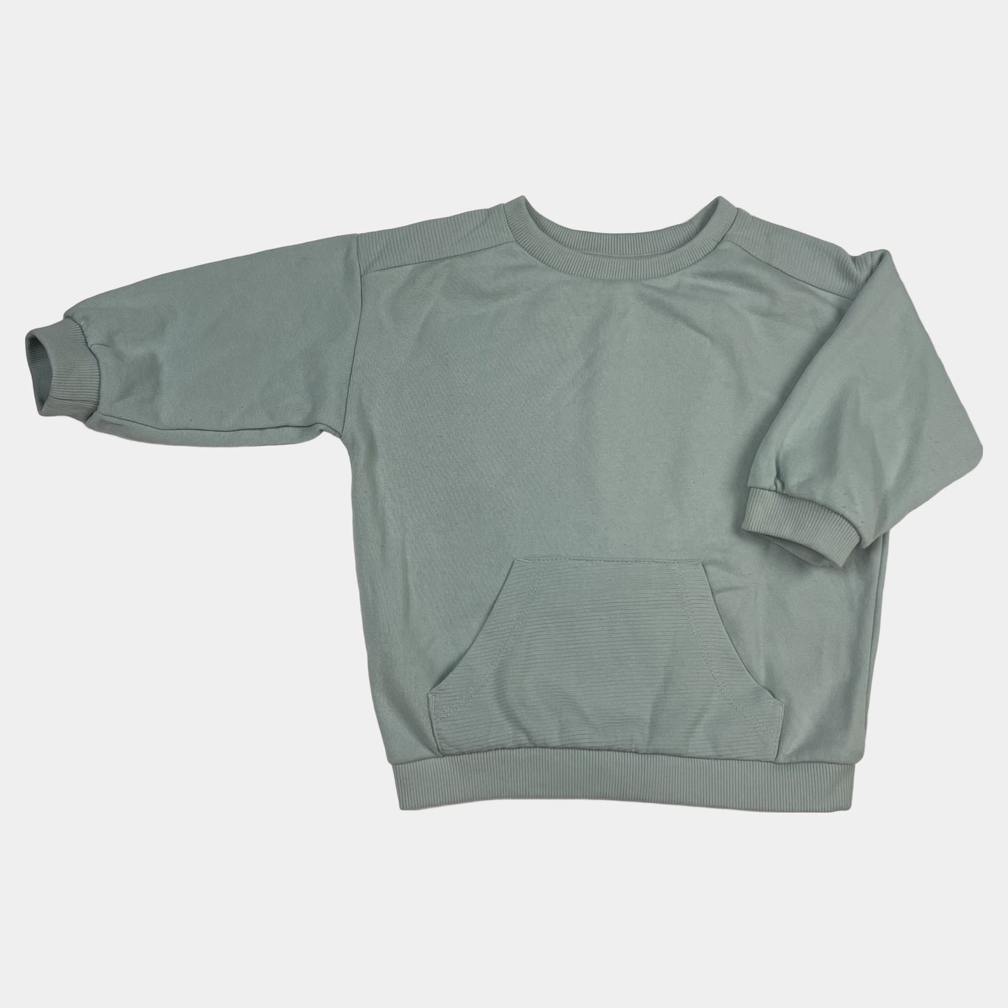Hellgrüner Sweatshirt mit Tasche, geeignet für Kinder von 12-18 Monaten – front