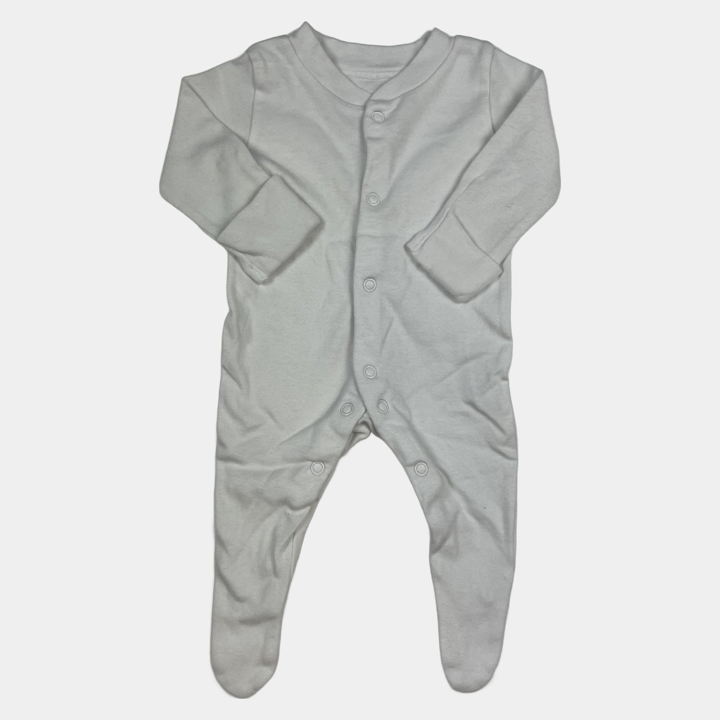 Weißer Baumwolloverall mit Druckknöpfen – front