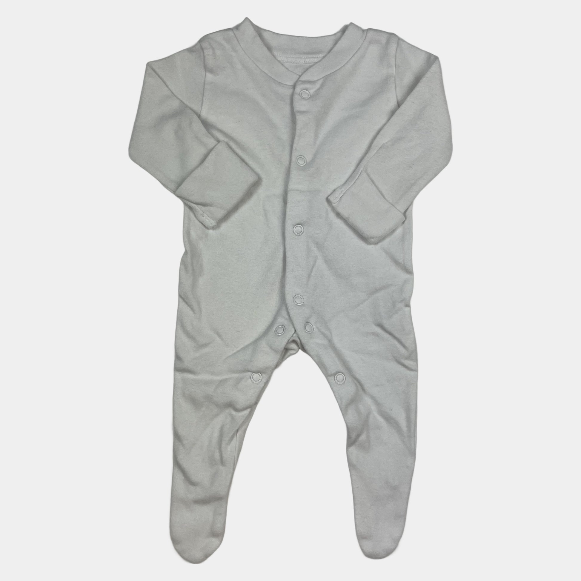 Weißer Baumwolloverall mit Druckknöpfen – front