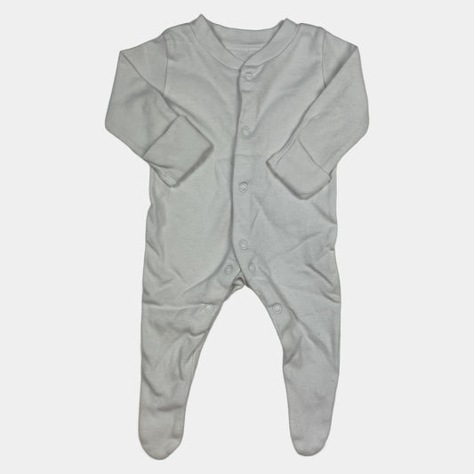 Weißer Baumwolloverall mit Druckknöpfen – front