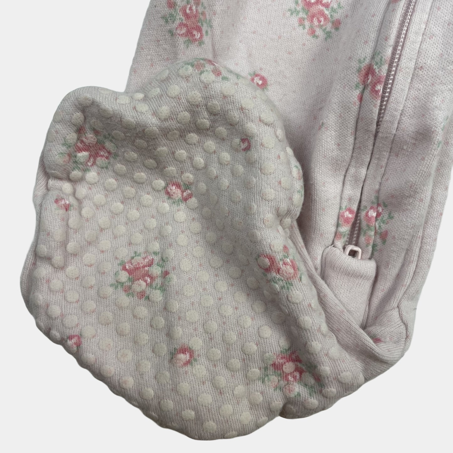 Rosa Overall mit Blumenmuster für Babys, Reißverschluss, Größe 12-18 Monate – sleeve
