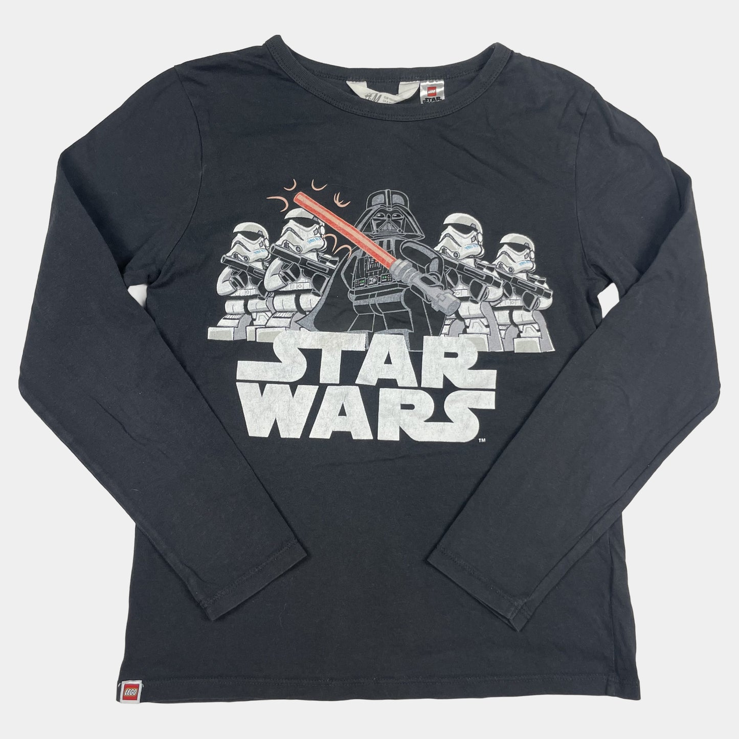 Schwarzes Langarmshirt mit Star Wars Motiv, Darth Vader und Sturmtrupplern – front