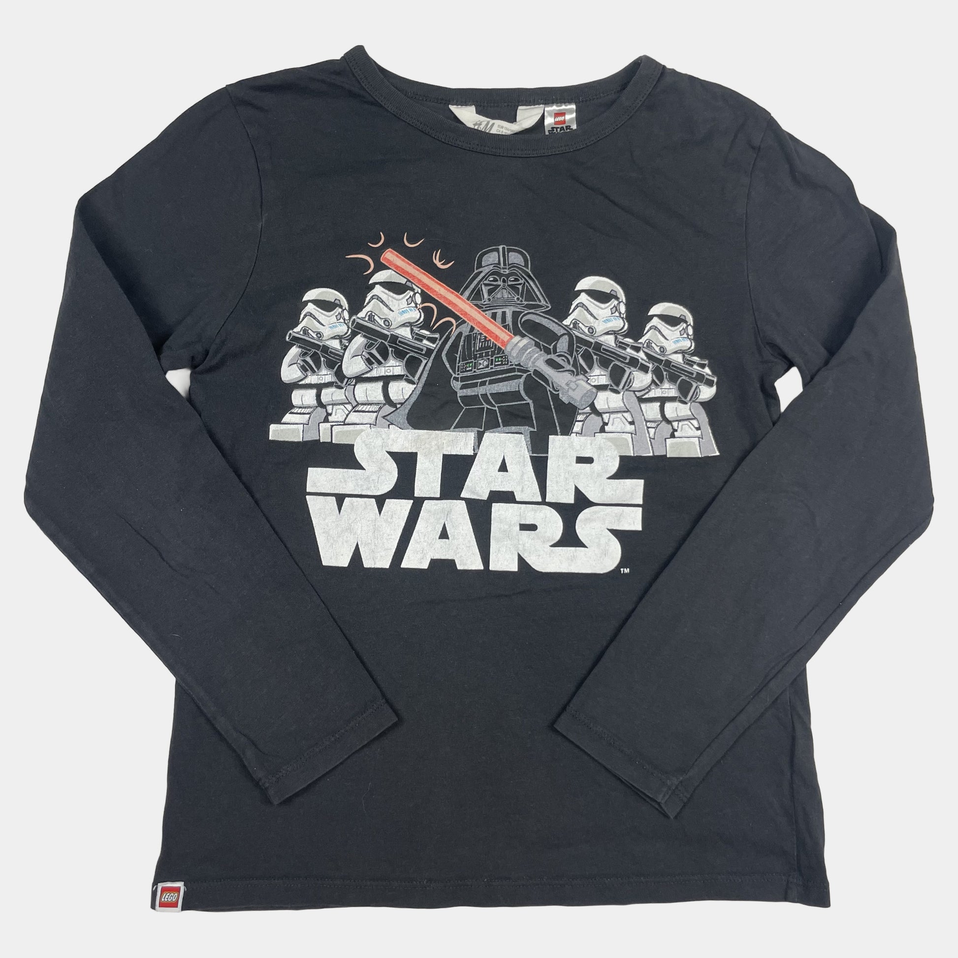 Schwarzes Langarmshirt mit Star Wars Motiv, Darth Vader und Sturmtrupplern – front