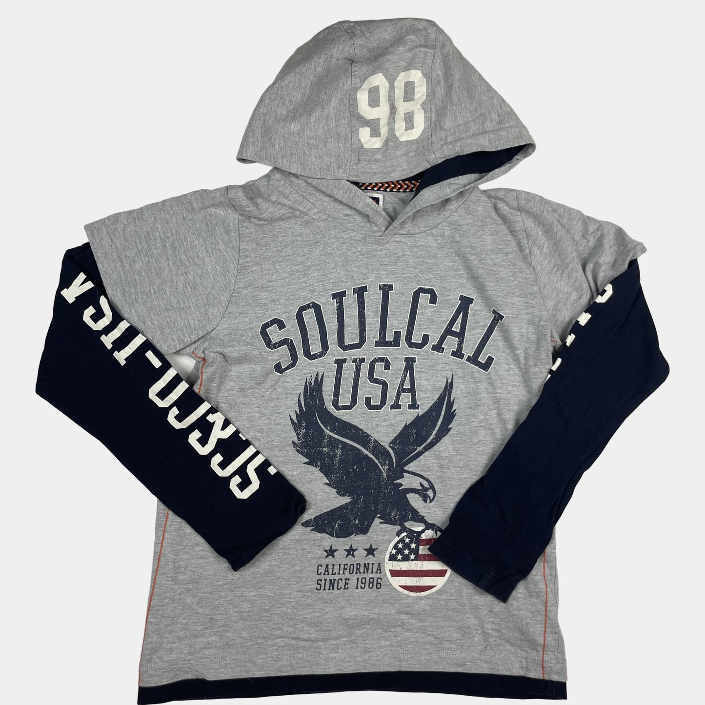 Grau-schwarzes Sweatshirt mit Adler-Motiv von SoulCal&Co für Jungen – front