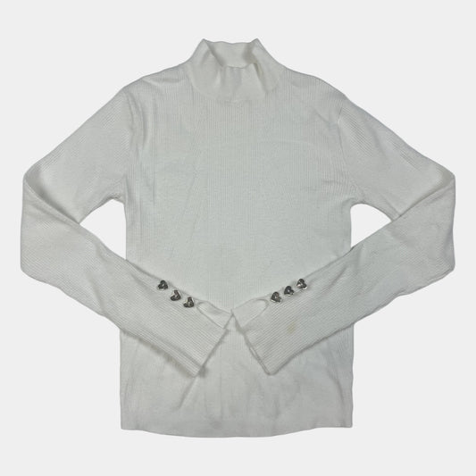 Weißer Pullover mit Herzakzenten für Mädchen – front