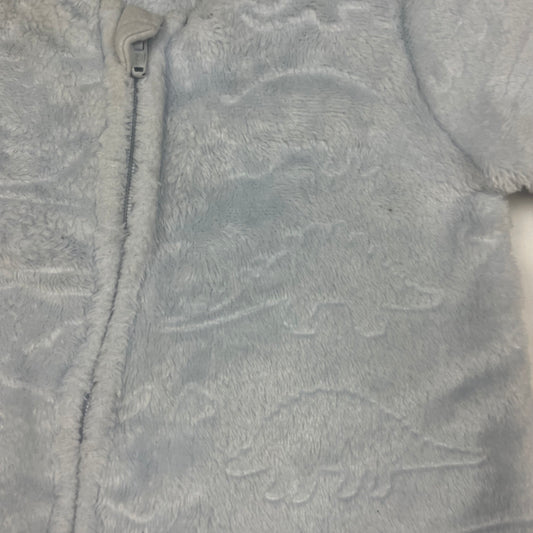 Blauer Fleece-Overall mit Dinosaurier-Motiv – detail