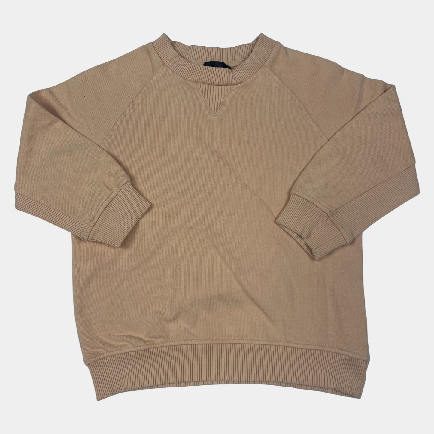 Beiger Baumwoll-Pullover mit Rippbund für Kinder, Größe 3-4 Jahre