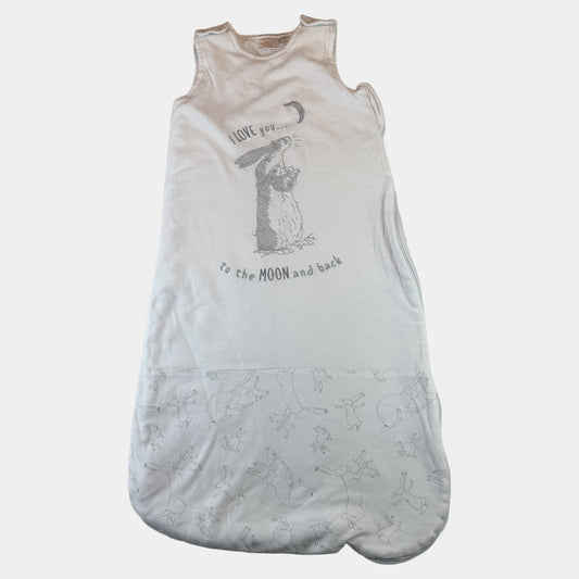 Weißer Baby-Schlafsack mit Hase-Print und seitlichem Reißverschluss – front