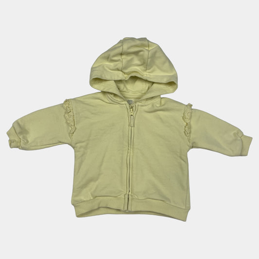 Gelbe Kapuzenjacke für Babys mit Rüschen und Reißverschluss, Größe 3–6 Monate – front