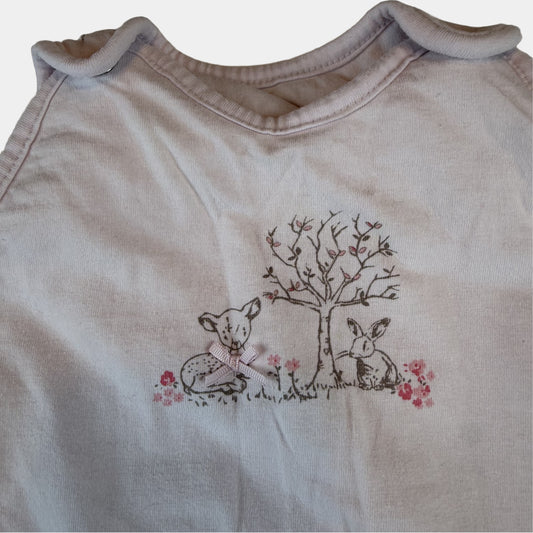 Rosa Baby-Schlafsack mit Tiermotiv und Allover-Print, seitlicher Reißverschluss – detail