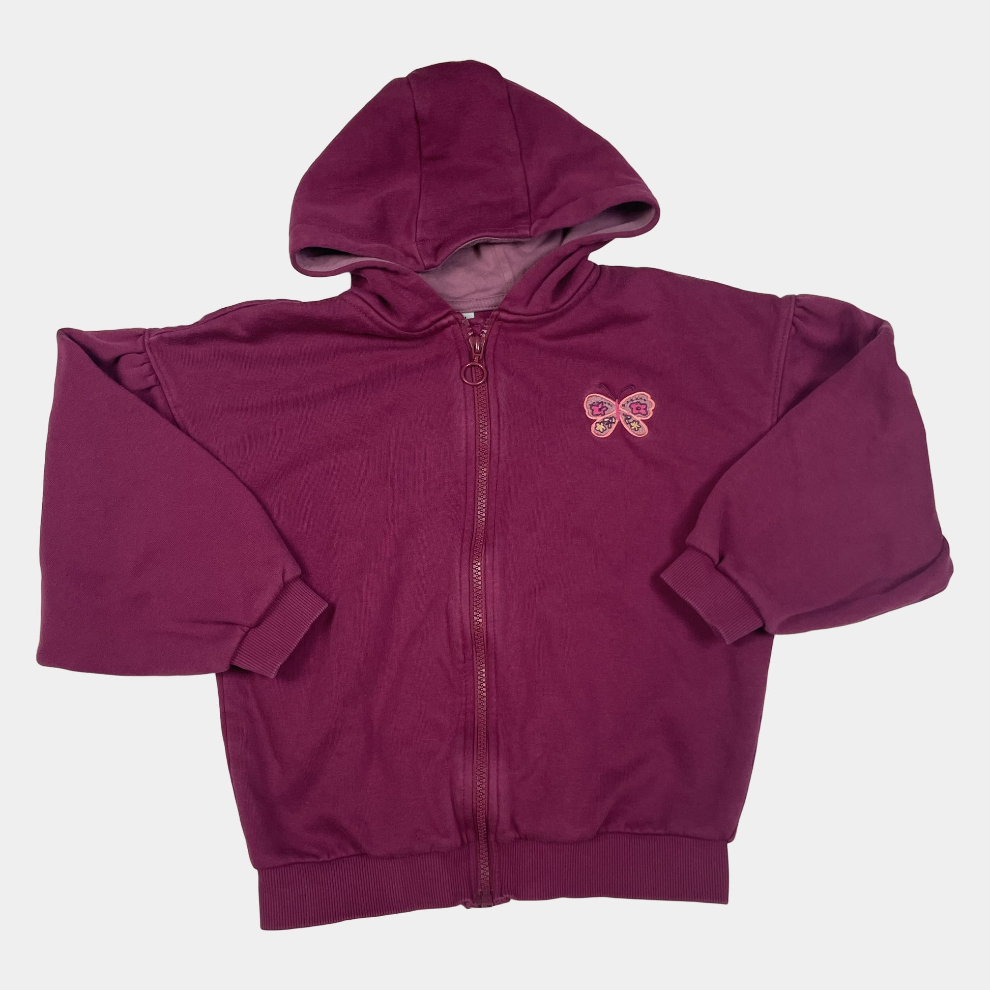 Lila Kapuzenjacke mit Schmetterlingsmotiv für Mädchen, Größe 8 Jahre (128 cm) – front