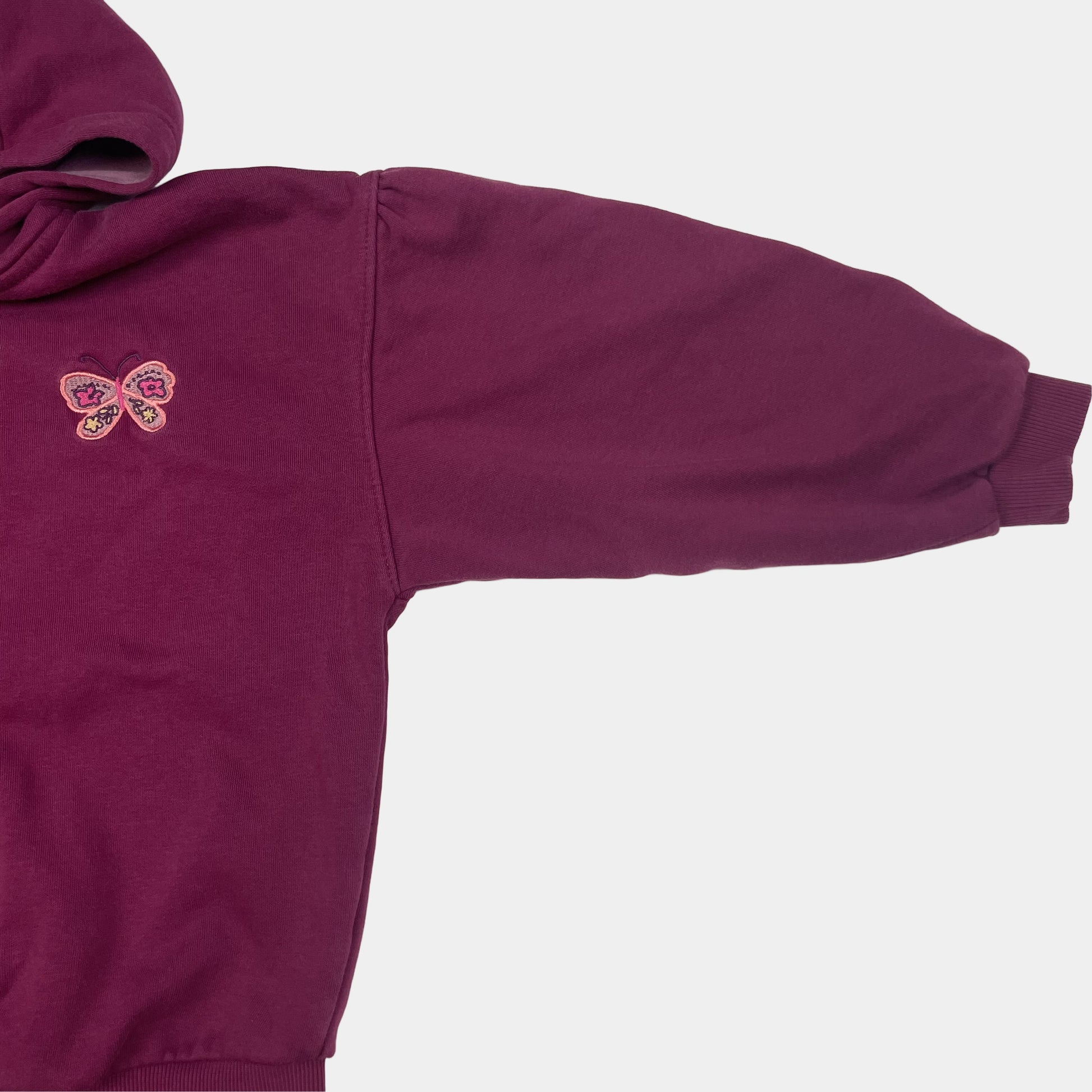 Lila Kapuzenjacke mit Schmetterlingsmotiv für Mädchen, Größe 8 Jahre (128 cm) – detail