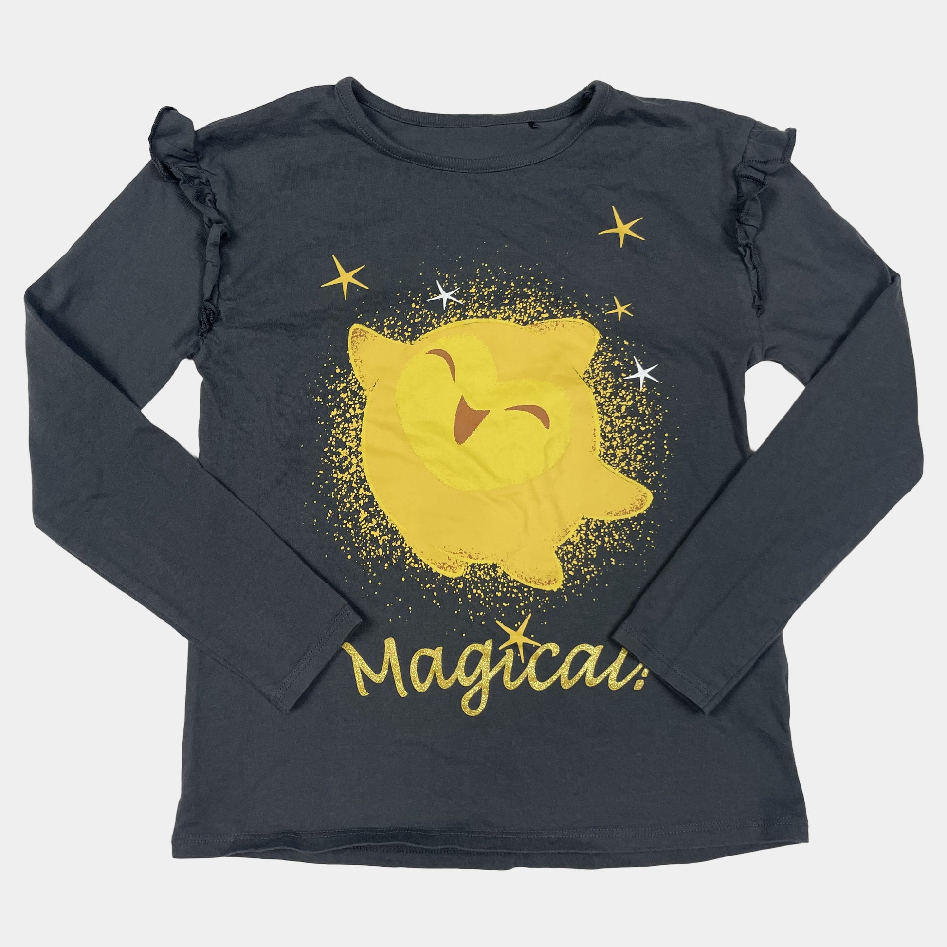 Graues Langarmshirt mit "Magical"-Motiv von Disney für Mädchen, Größe 9–10 Jahre – front
